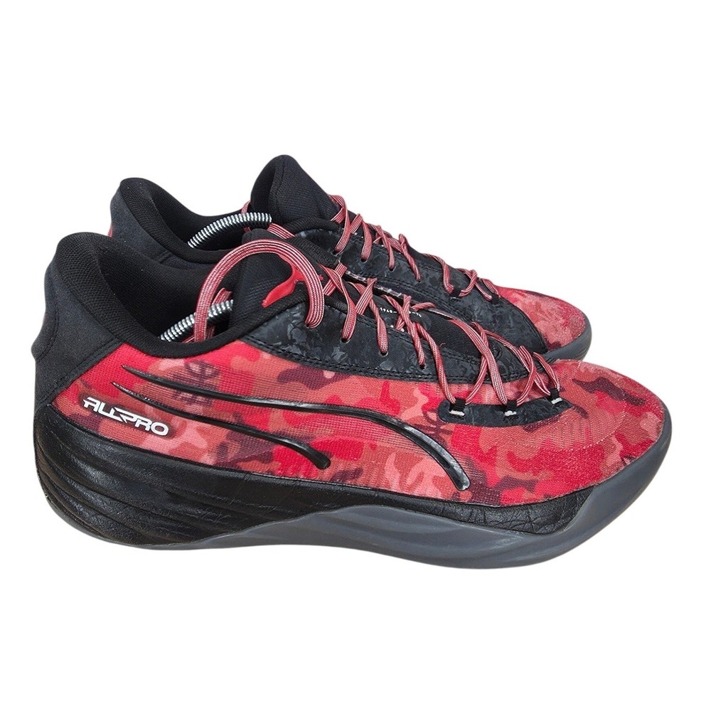 Puma All-Pro Nitro Basketball Shoes Mens 13 Red Camo Sneakers Athletic Training